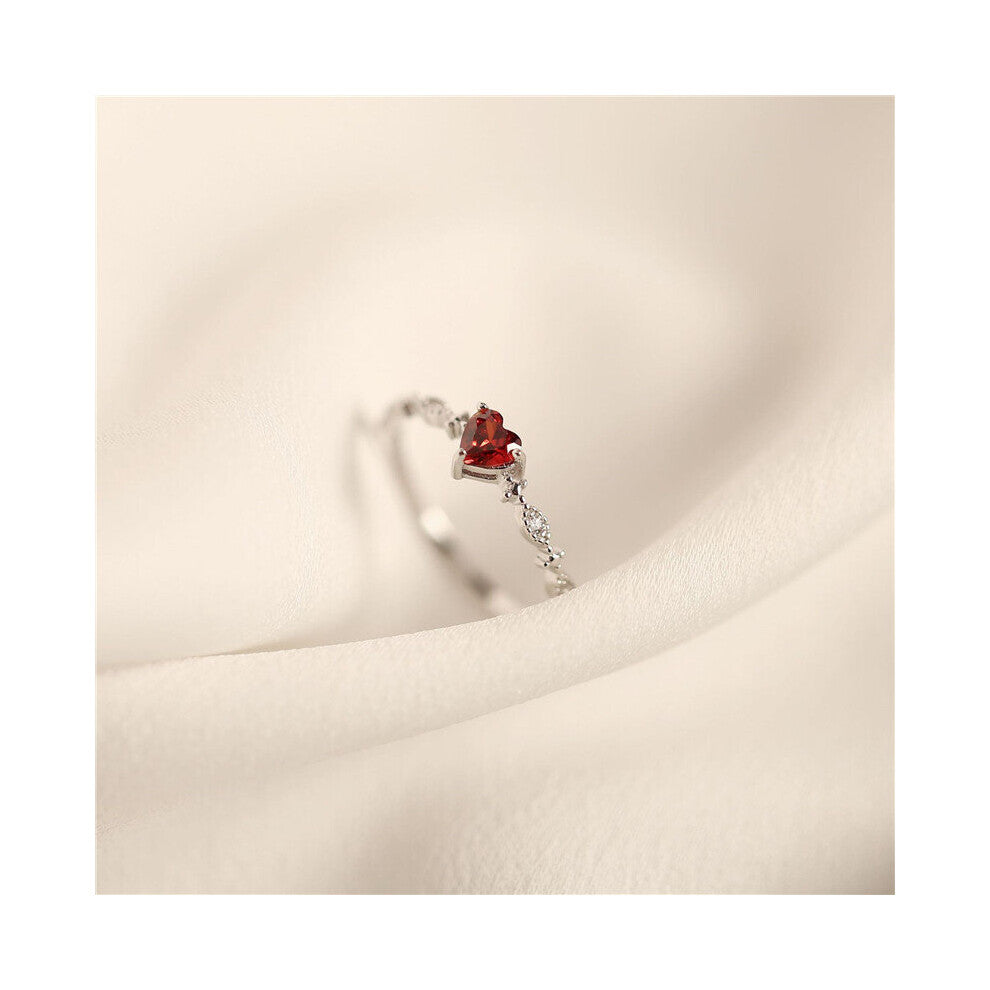 925 Sterling Silver Plating 14k Ruby Love Ring Women Tail Ring Party Jewelry Accessories Engagement Gift