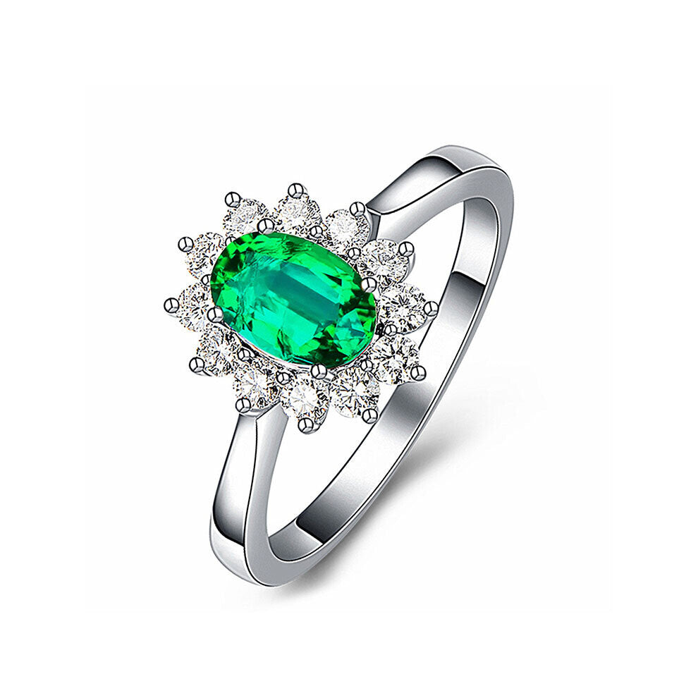 Amethyst Flower Rings for Women Bride Wedding Engagement Ring Birthday Party Anniversary Gift Jewelry