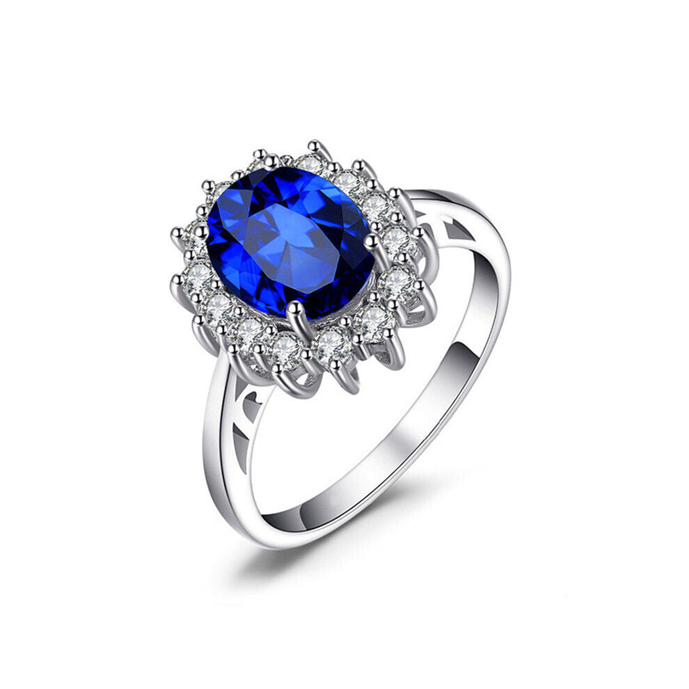 Amethyst Flower Rings for Women Bride Wedding Engagement Ring Birthday Party Anniversary Gift Jewelry