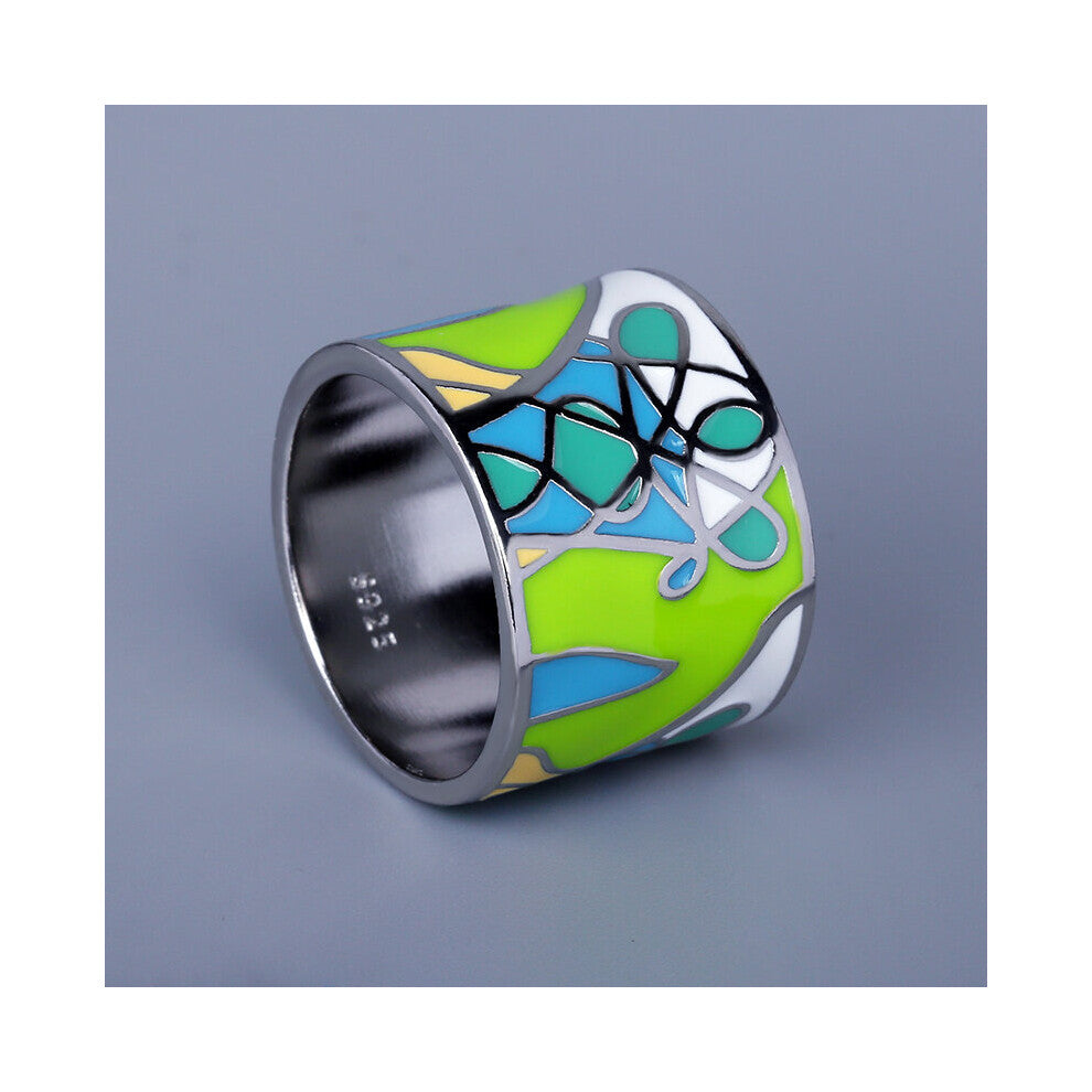 Ring for Women's Green Epoxy Leaf Shape Ring Enamel Jewelry Wedding Bridal Jewelry Engagement Ring