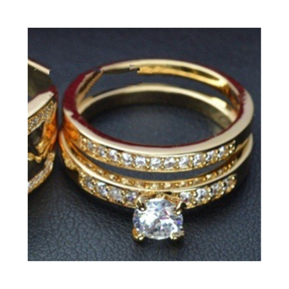CC Rings For Women And Men Lovers' Set Ring Cubic Zirconia Yellow Wedding Engagement Accessories CC2095