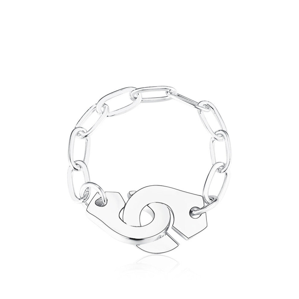 100% 925 Sterling Silver Handcuff Ring For Women and Man French Handcuff Shape Ring Silver Jewelry Menottes Anneau