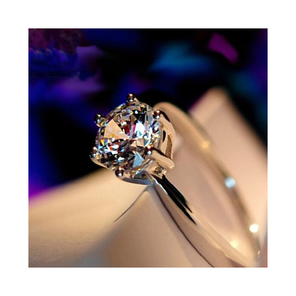 Female Big Crystal Round Engagement Ring 925 Silver Zircon Stone Ring Vintage Wedding Rings For Women