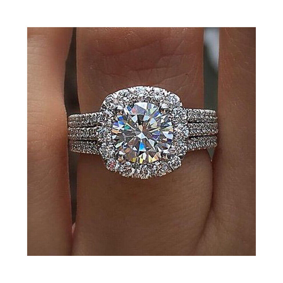 Silver Engagement Wedding Rings for Women Cushion Shaped Female Ring Jewelry