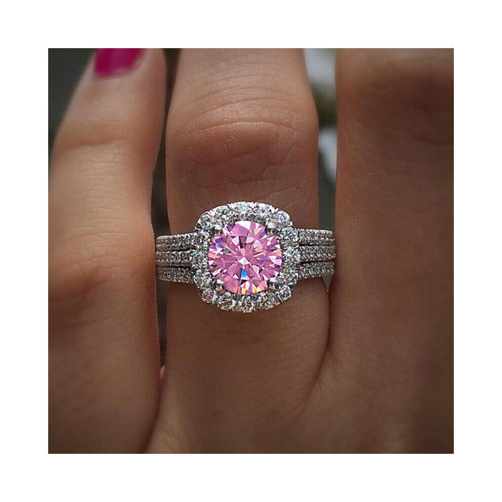 Silver Engagement Wedding Rings for Women Cushion Shaped Hot Female Ring Jewelry