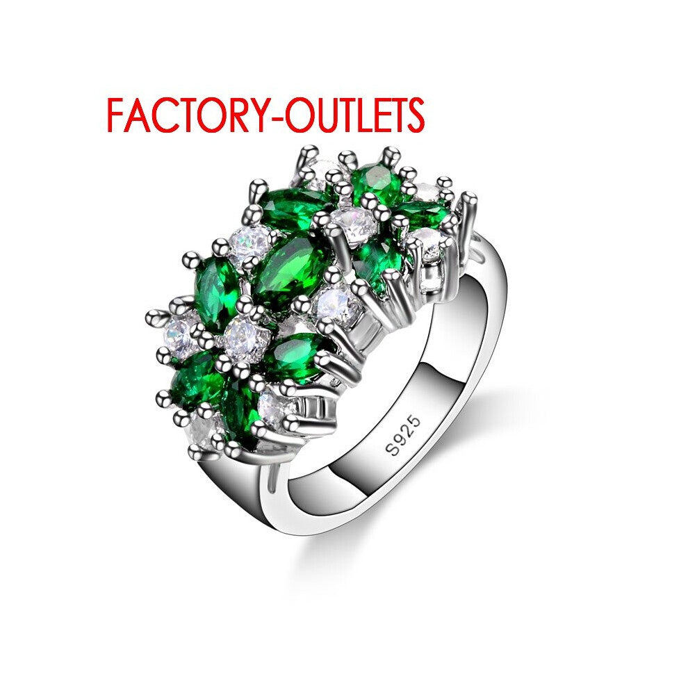 925 Sterling Silver Bridal Ring Jewelry Cubic Zirconia Prong Setting Gift For Women Girls Engagement Anniversar