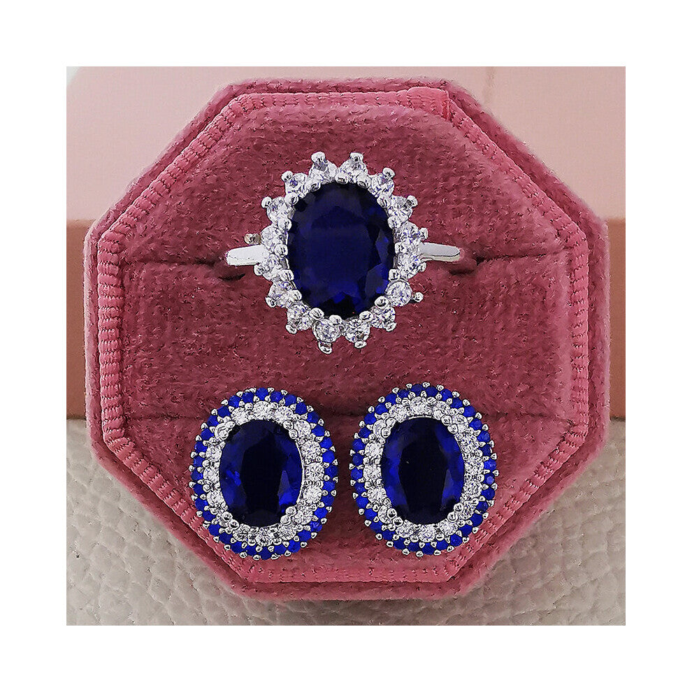 Yellow Silver Engagement Wedding Ring Set of For Women Female Party Lady Gift Jewelry Set Z24