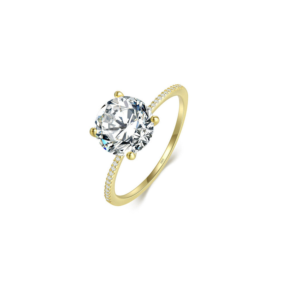 Classic Real Solid 925 Sterling Silver Ring 3Ct 10 Hearts Arrows Zircon Wedding Jewelry Rings Engagement For Women