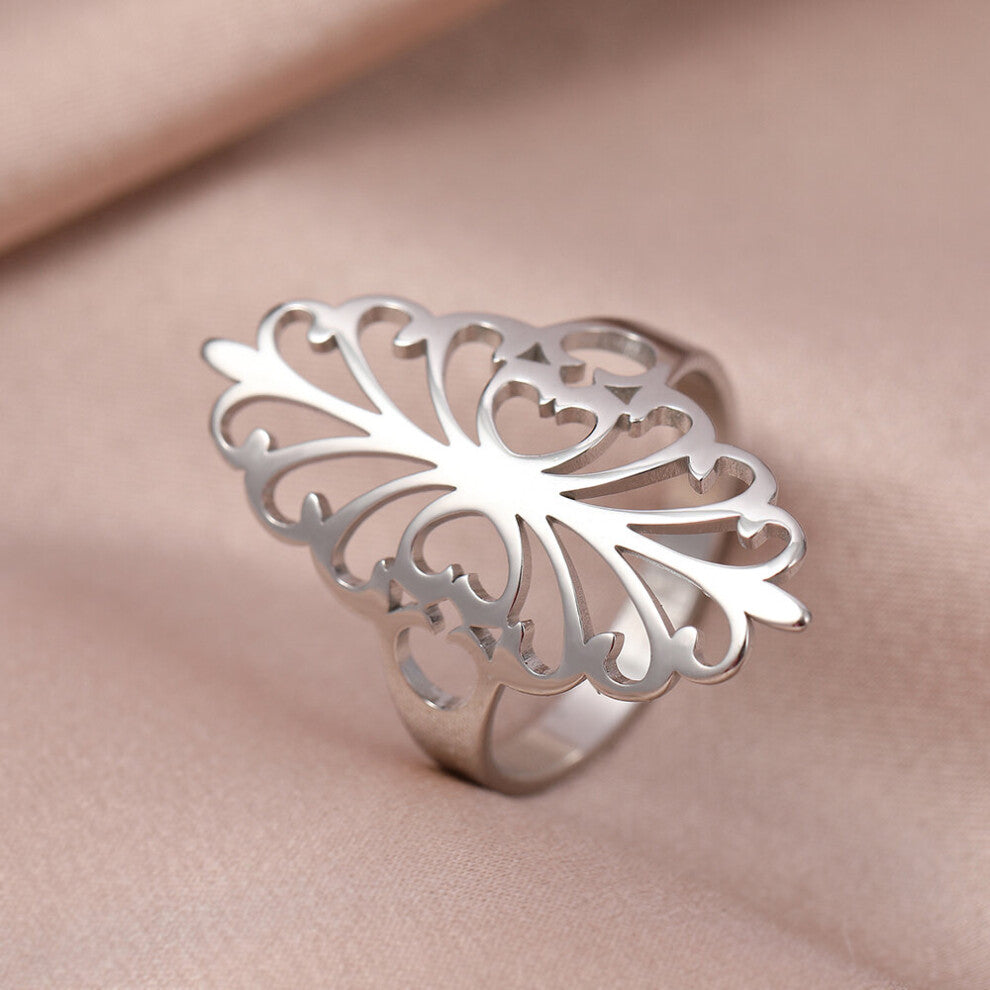 Stainless Steel Rings Vintage Bohemian Wide Ring For Women Jewelry Engagement Wedding