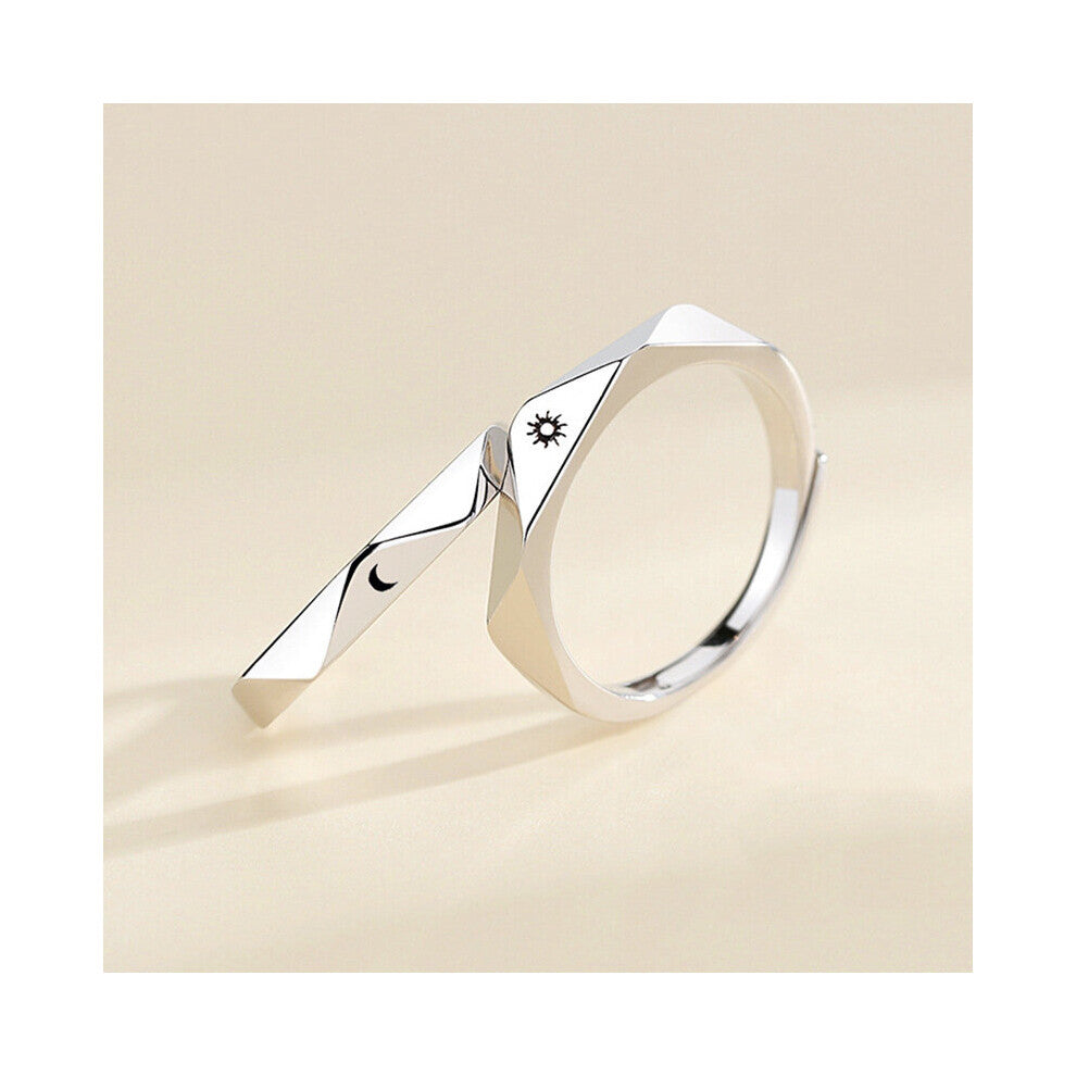 2 Pcs Sun Moon Lover Couple Rings Opening Ring For Couple Men Women Wedding Engagement Promise Jewelry