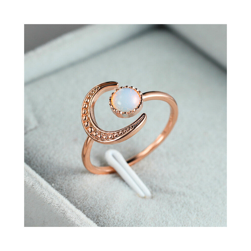 Female Small Moonstone Open Adjustable Ring Silver Bridal Engagement Ring Vintage Zircon Stone Wedding Rings For Women