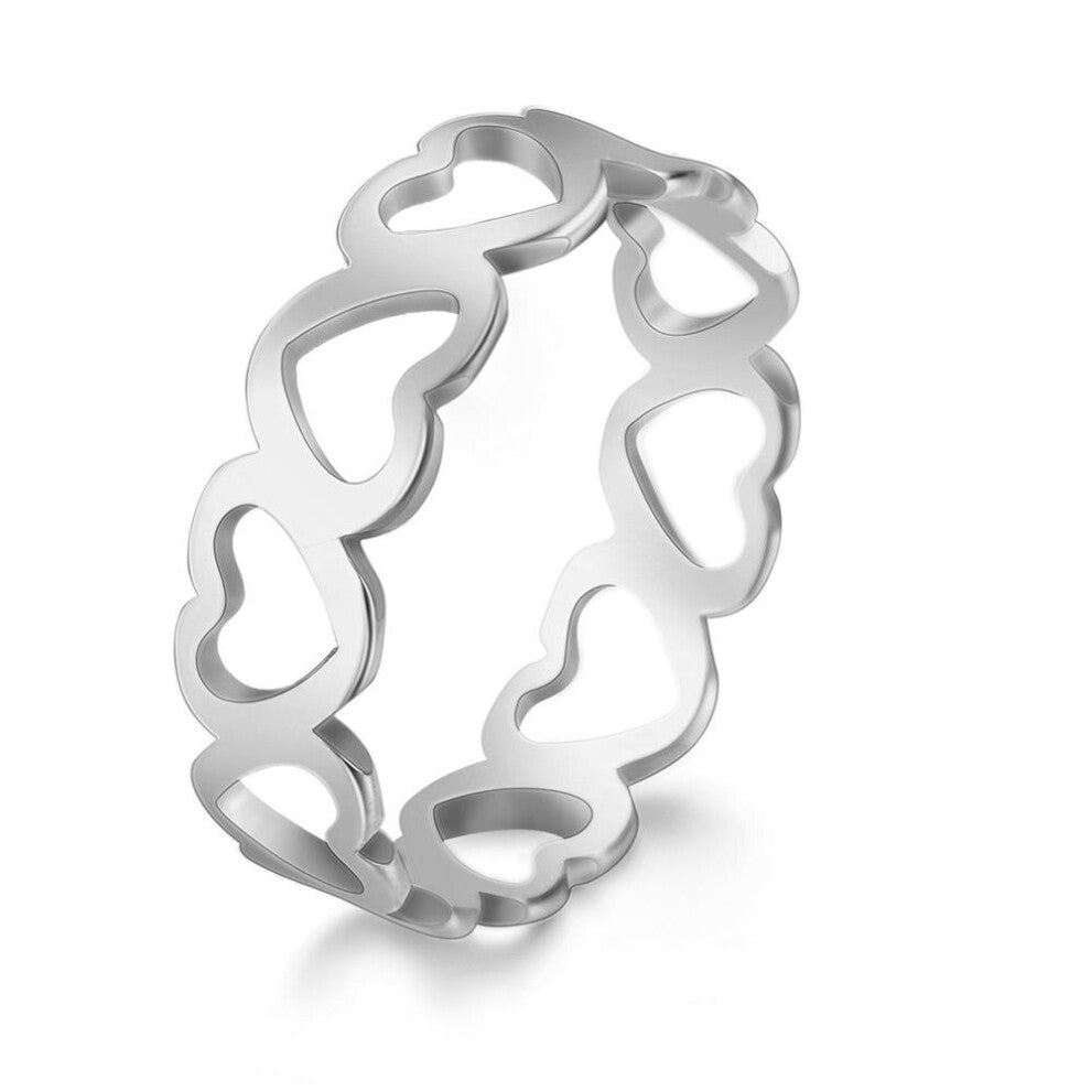 Skyrim Lovely Hollow Heart Ring Stainless Steel Romantic Rose Casual Wedding Engagement Rings Jewelry Gift for Women