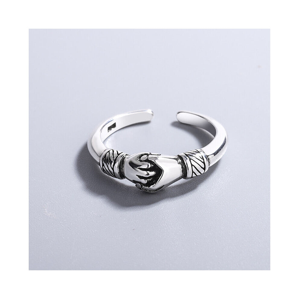 Foxanry Stamp Creative Couples Engagement Opening Ring Terndy Embrace anillos Party Jewelry for Women