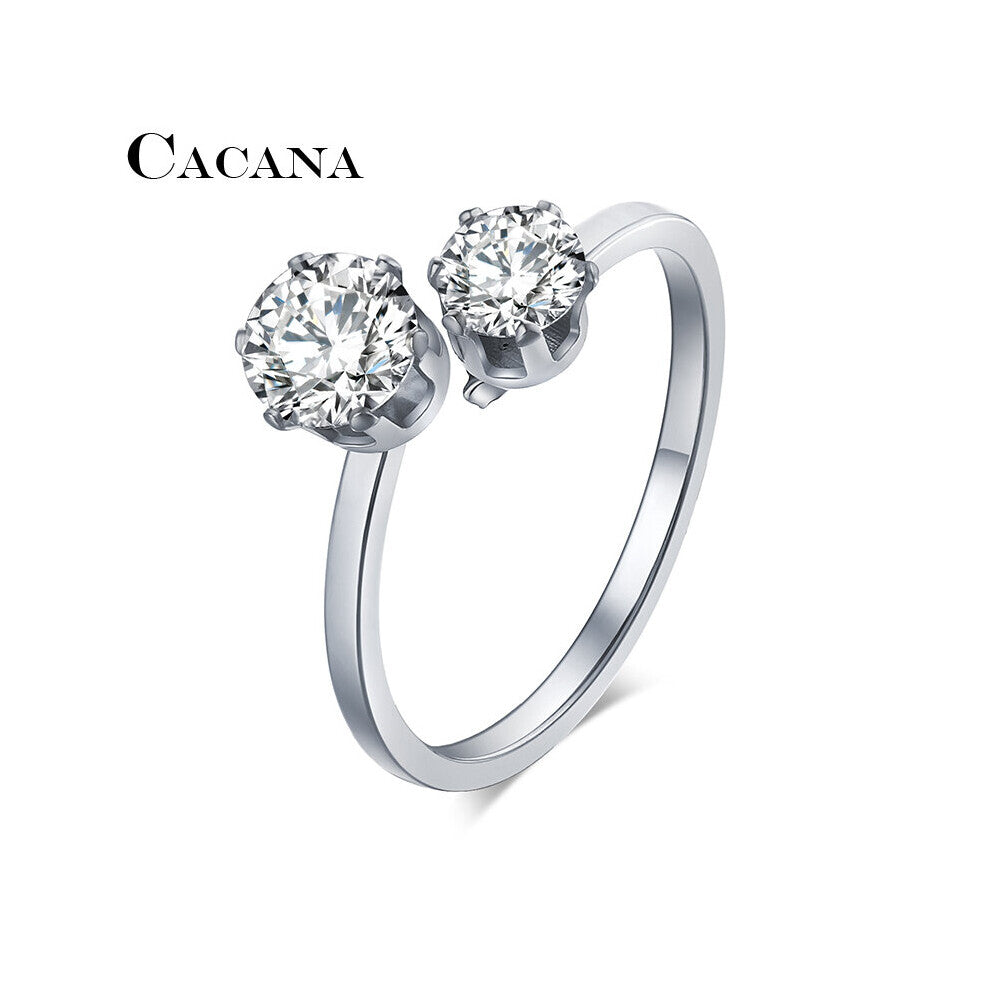 316L Stainless Steel Rings Crystal Zircon Styles Engagement Wedding Gift For Men Women Finger Rings Jewelry