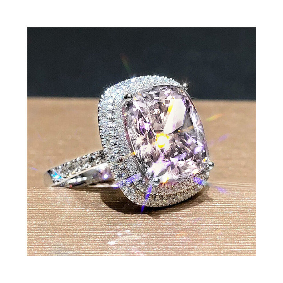 Gorgeous Pink CZ Women's Rings Brilliant Engagement Wedding Accessories Valentines Love Gift Jewelry