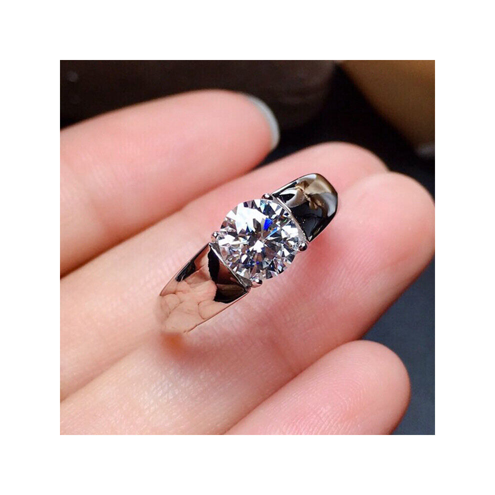 Silver Simulated Moissanite Gemstone Wedding Engagement Ring Anniversary men Jewelry