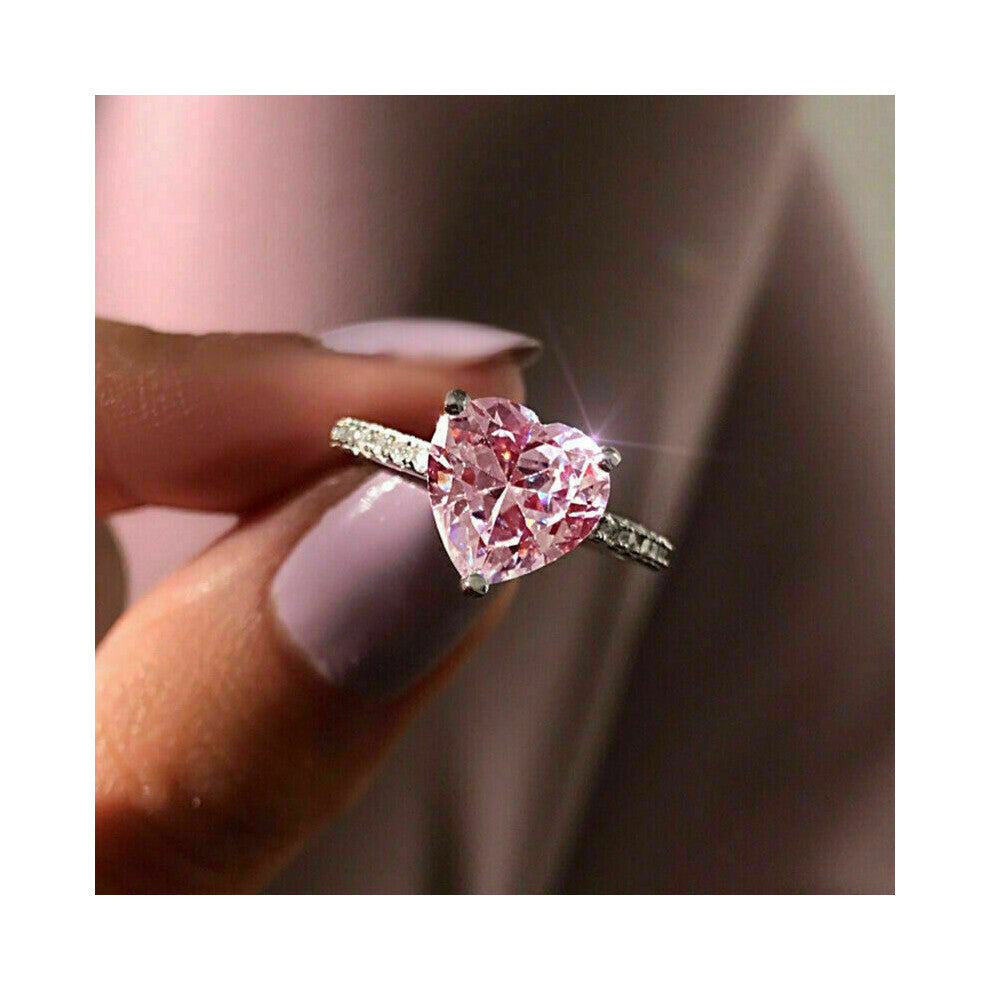 Big Pink Stone Ring Charm Jewelry Women CZ Wedding s Promise Engagement Ladies Accessories Z4K146