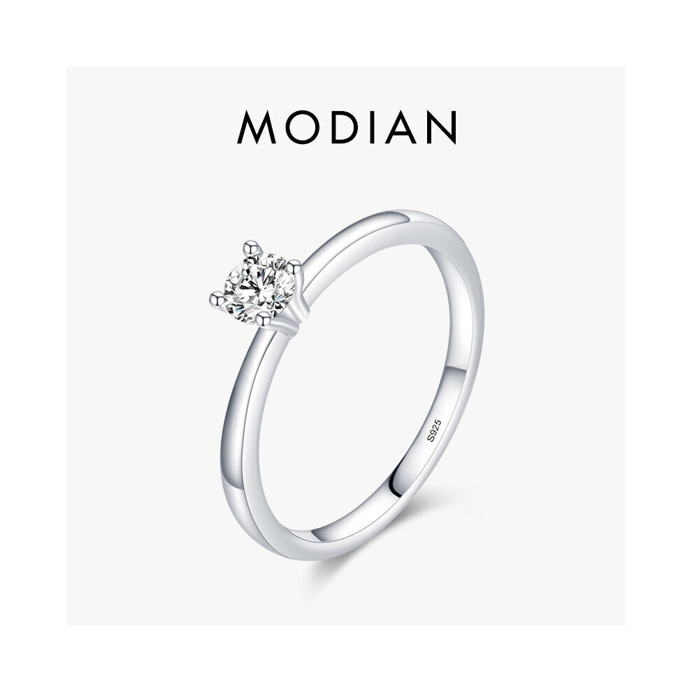 Minimalism 925 Sterling Silver Round Ten Hearts Clear CZ Wedding Ring For Women Statement Engagement Jewelry