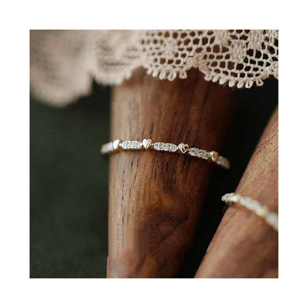Boho Female Small Stone Ring Promise Heart Engagement Ring Wedding Rings For Women