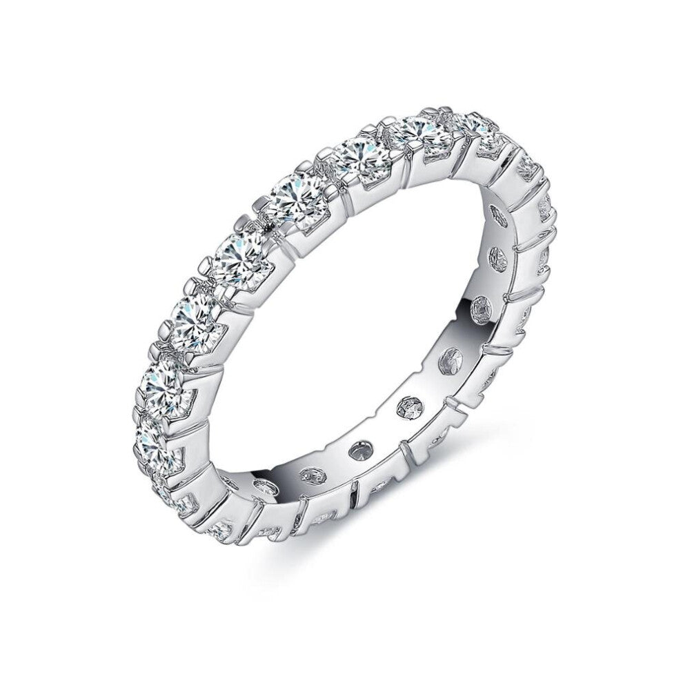 BRAVKIS Wedding Bands Eternity Rings with Zirconia for Women CZ Crystal Promise Engagement Finger Ring Bague Jewelry BUR0279