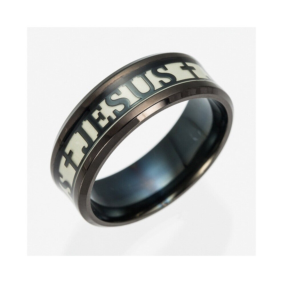 Luminous JESUS Cross Christ Ring Titanium Steel Glowing In The Dark Wedding Engagement Rings For Women Men Jewelry