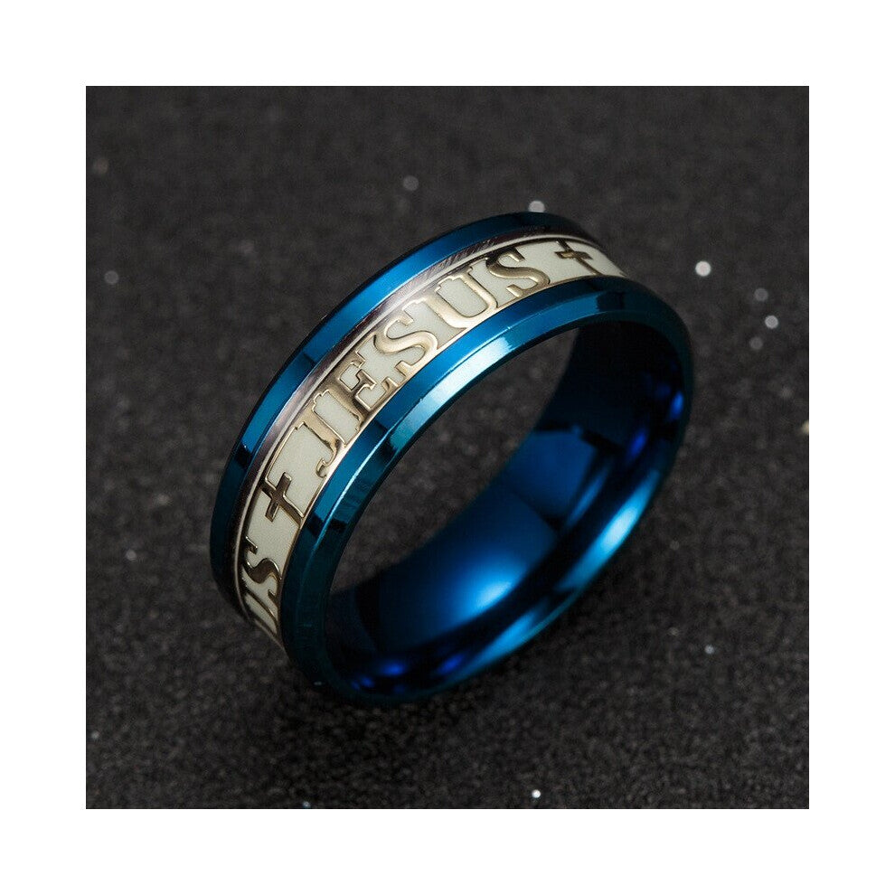 Luminous JESUS Cross Christ Ring Titanium Steel Glowing In The Dark Wedding Engagement Rings For Women Men Jewelry