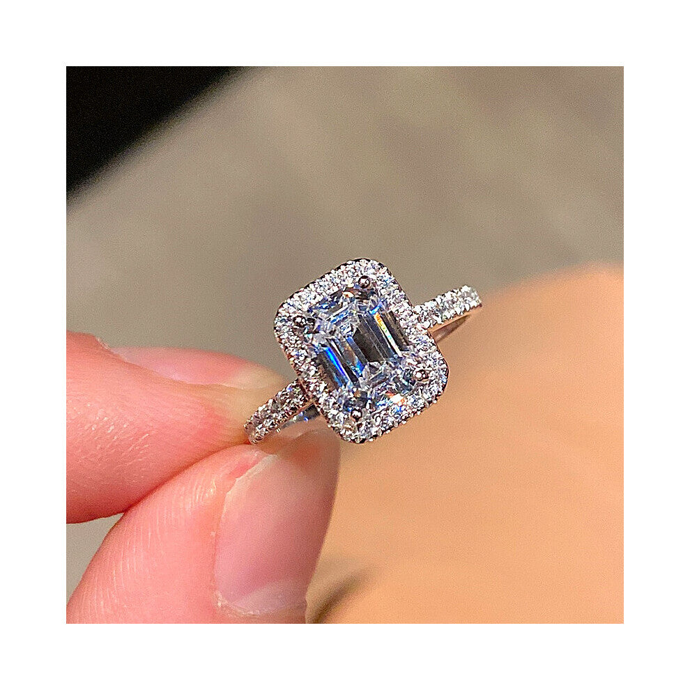 Emerald cut 2ct Diamond cz Ring Filled Promise Engagement Wedding Band Rings for women Gemstones Party Fine Jewelry