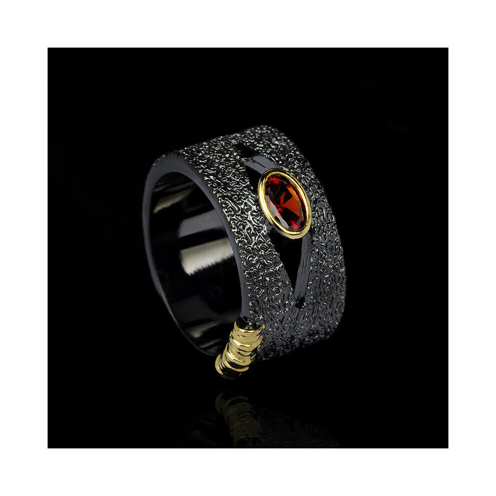 Exaggerated 925 Silver Ring Inlaid Red Zircon Ring Exaggerated Party Jewelry Women's Engagement Ring