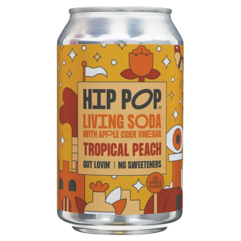 Hip Pop Living Soda Tropical Peach 330ml (Pack of 12)