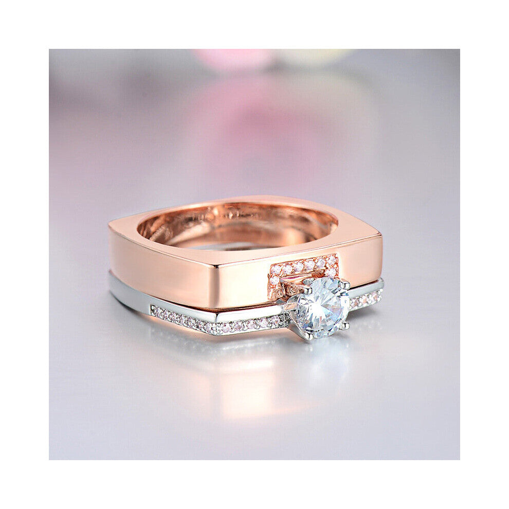 Female two Zircon Ring Set Crystal Bridal Ring Wedding Jewelry Promise Engagement Rings For Women