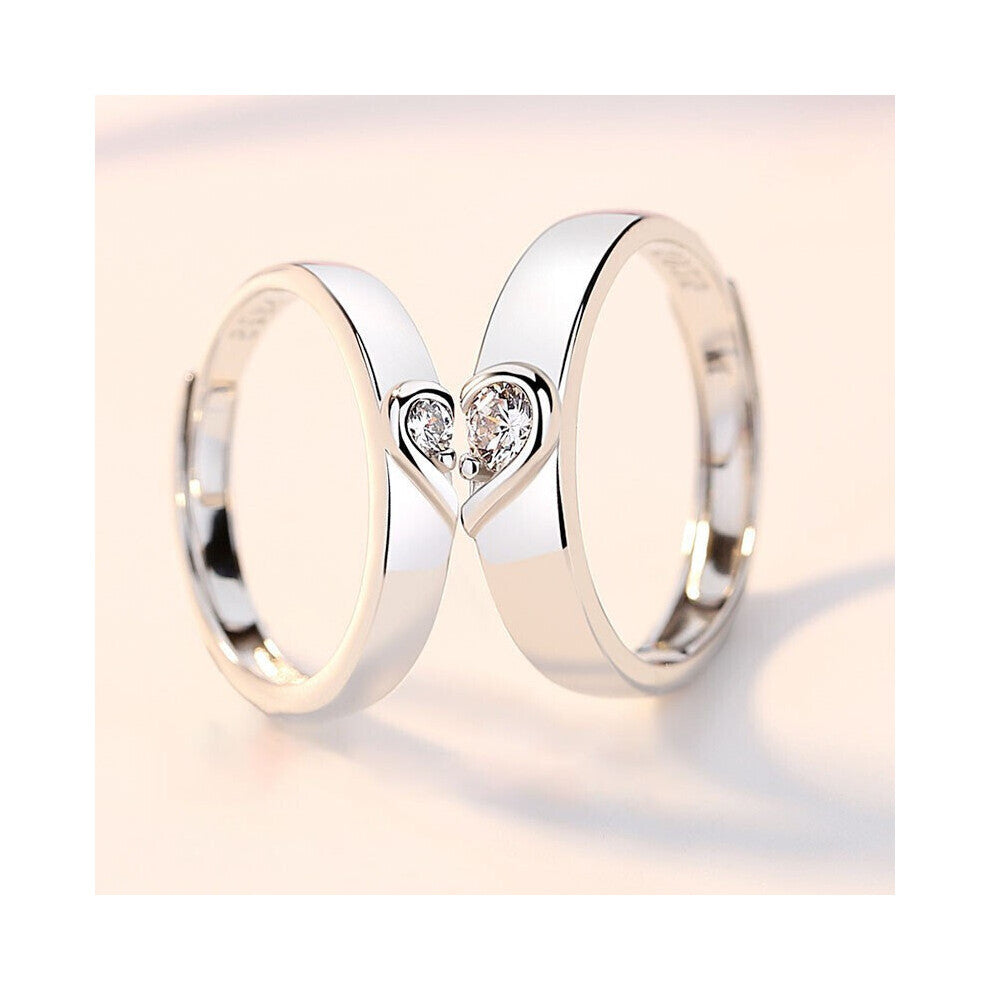 1 Pair Romantic Couple Wedding Ring Heart Zircon Adjustable Rings For Men Women Endless Love Jewelry Engagement Party Gift