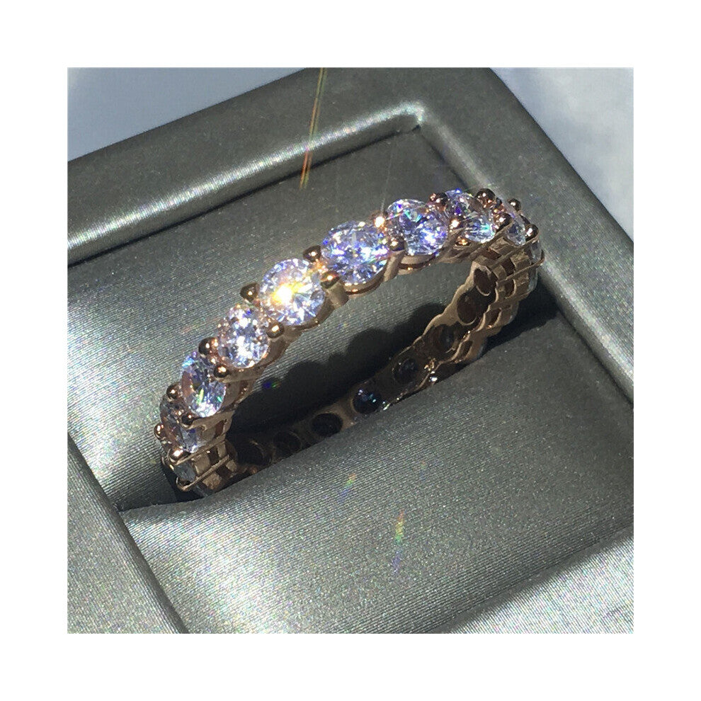 Eternity Promise ring Filled Zircon Engagement Wedding Band Rings for women Men Finger Party Jewelry
