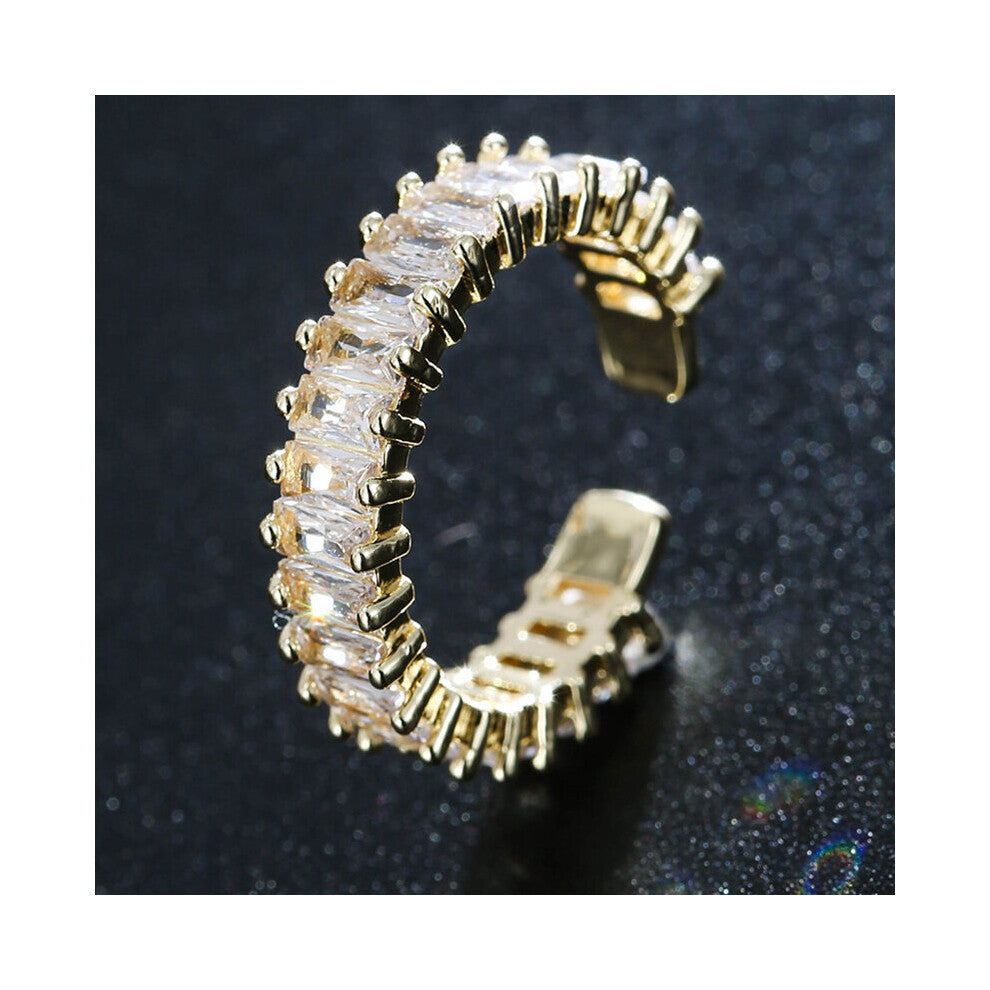 Silver Square CZ Rings Paved Austrian Zircon Women Ring for Party Engagement Ring Jewelry Gift