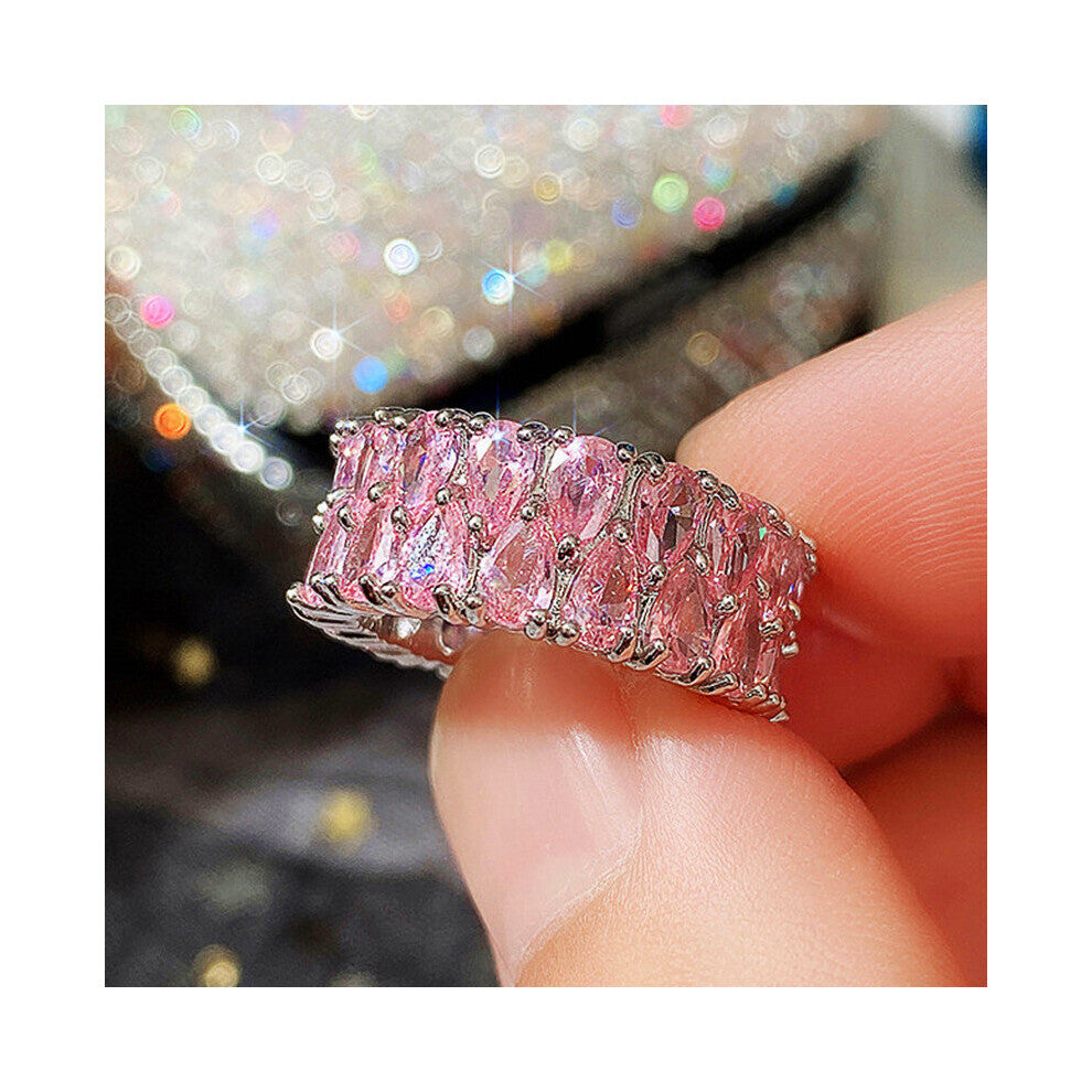 Silver Square CZ Rings Paved Austrian Zircon Women Ring for Party Engagement Ring Jewelry Gift