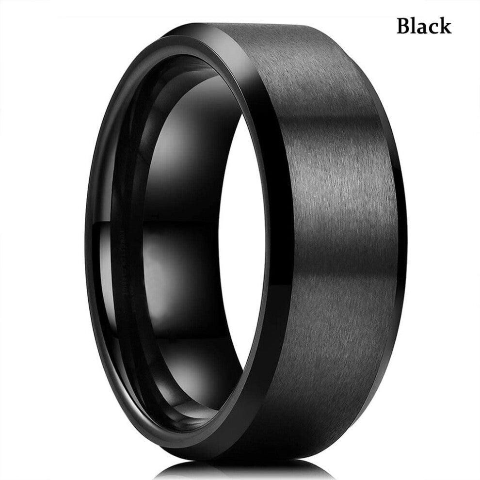 8mm Stainles Steel Frosted Finger Rings For Men Woman High Polished Wedding Engagement Ring Jewelry