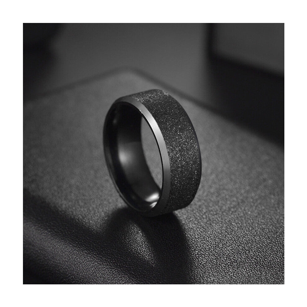 8mm Stainles Steel Frosted Finger Rings For Men Woman High Polished Wedding Engagement Ring Jewelry