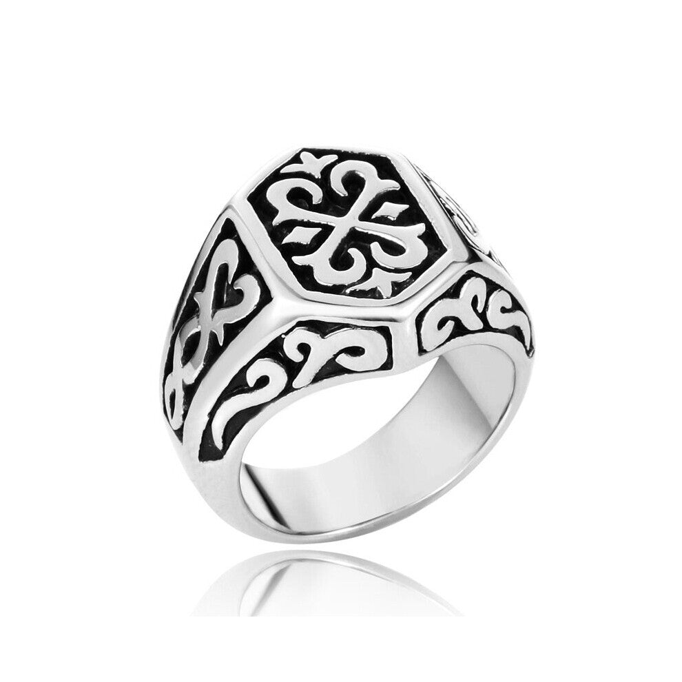 Unique Punk 316L Stainless Steel Jewelry For Men Rings Wolf Cross Skull Satanic Demon God Biker Gothic Man Finger-ring