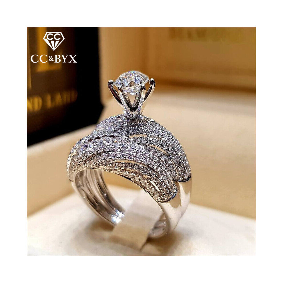 CC Couple Rings For Women Round Stone Cubic Zirconia Set Ring Bridal Wedding Engagement Jewelry Drop CC2205