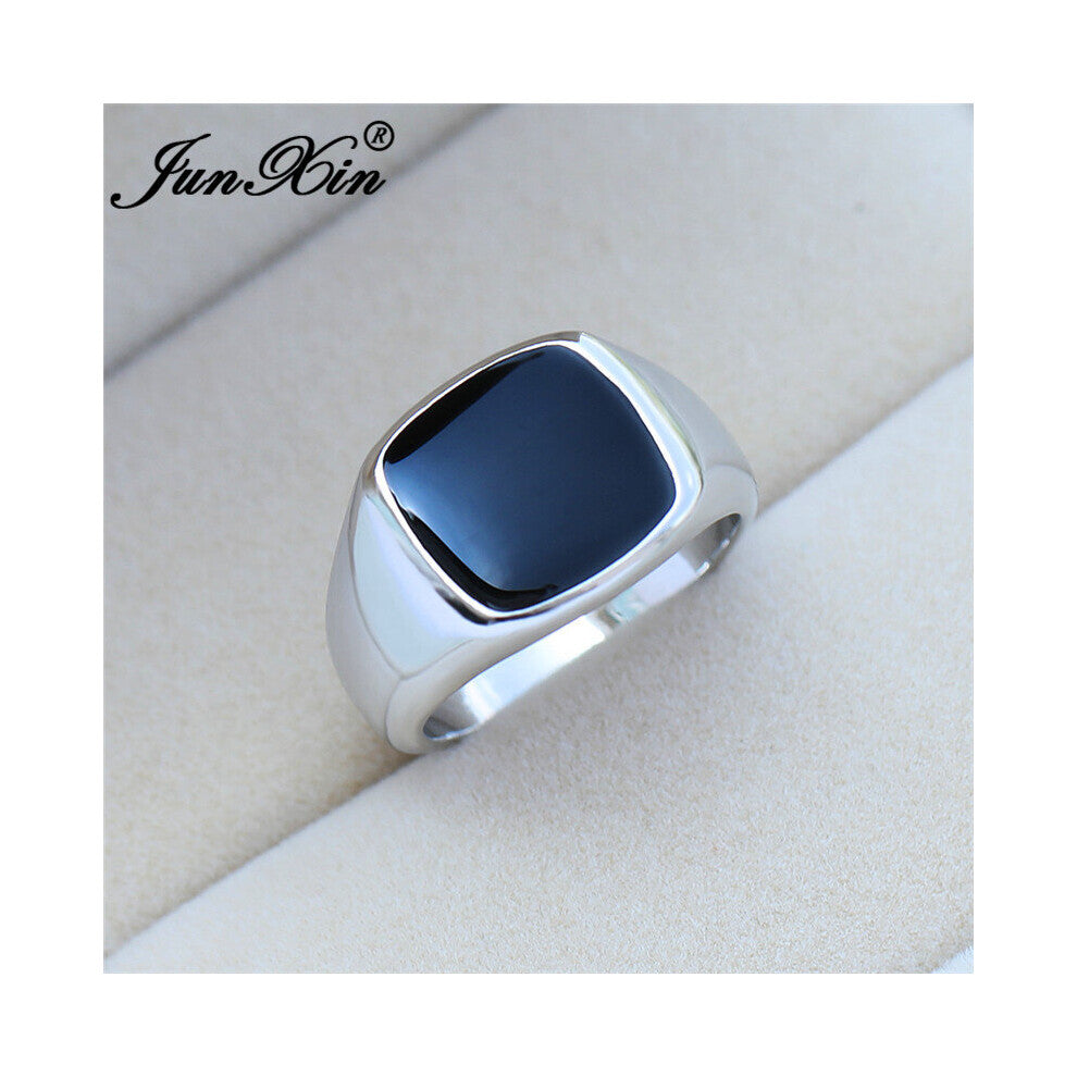 Vintage Mens Stone Geometric Rings For Men Yellow Big Wedding Bands Male Engagement Party Jewelry