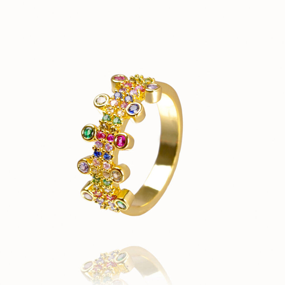 CZ Crown rainbow Rings Geometry wedding Engagement Ring femme Women for ring party charm Rhinestone ins Jewelry