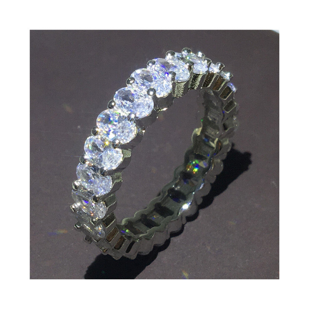 Eternity Promise ring Filled AAAAA cz Couple Engagement Wedding Band Rings for women Men Party Jewelry