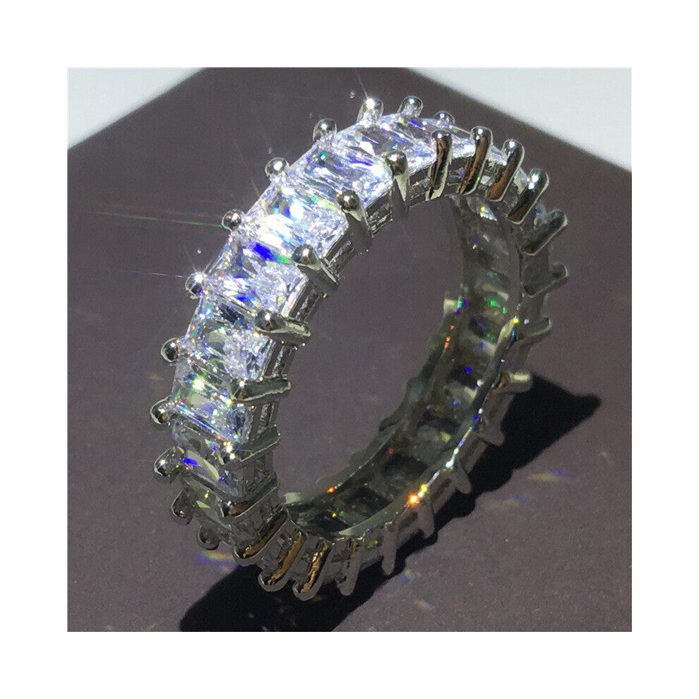 Eternity Promise ring Filled AAAAA cz Couple Engagement Wedding Band Rings for women Men Party Jewelry