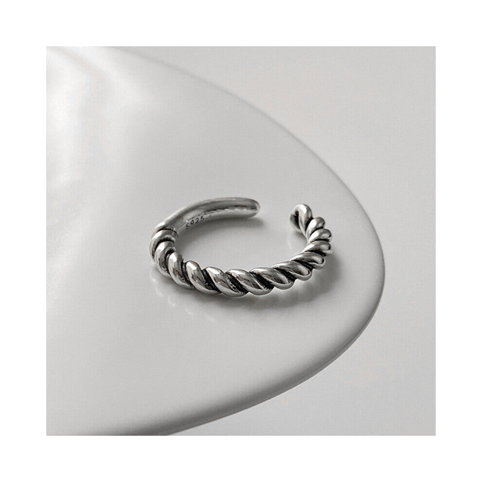 Thai Silver Minimalist Irregular Stars Open Ring for Women Twine Unique Jewelry Accessories Gift