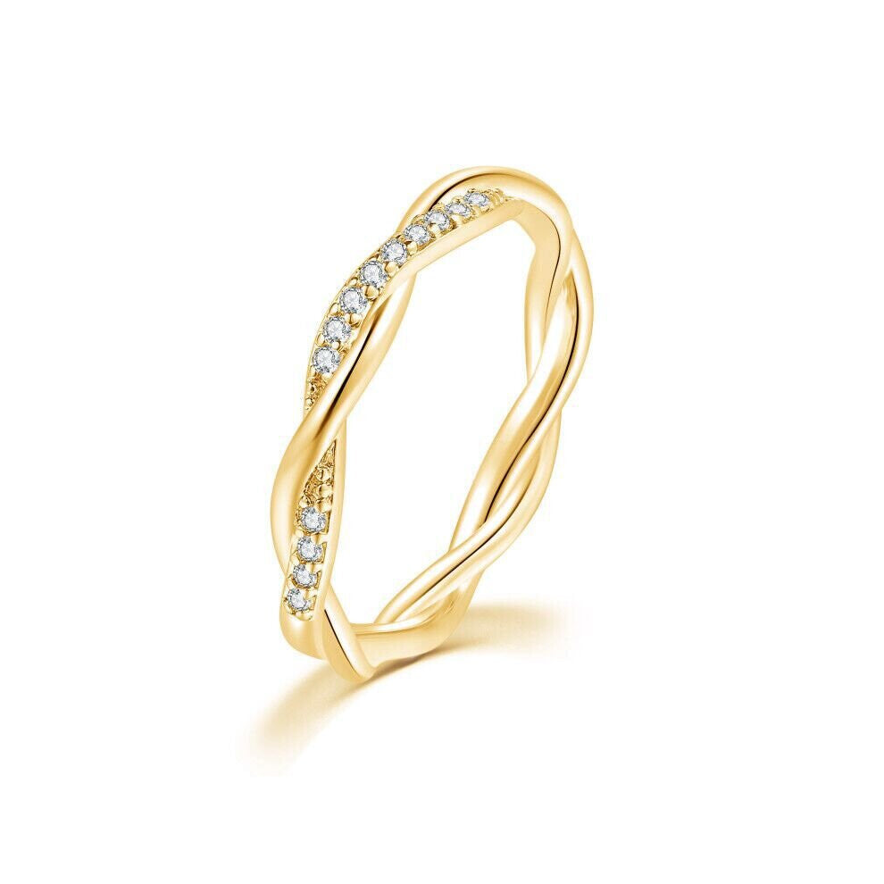 Dainty Ring For Women Thin Temperament Winding Wedding Engagement Ring Silver Crystal Gift Jewelry DZR018