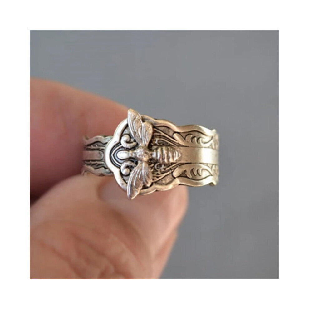 Dainty Tiny Silver Bee Spoon Rings for Women Female Boho Jewelry Wedding Engagement Ring