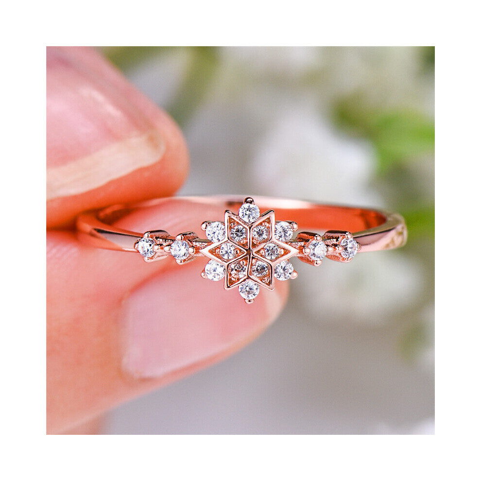 Snowflake Ring 100% Real 925 Sterling Silver Wedding Ring Promise Love Engagement Rings For Women Christmas
