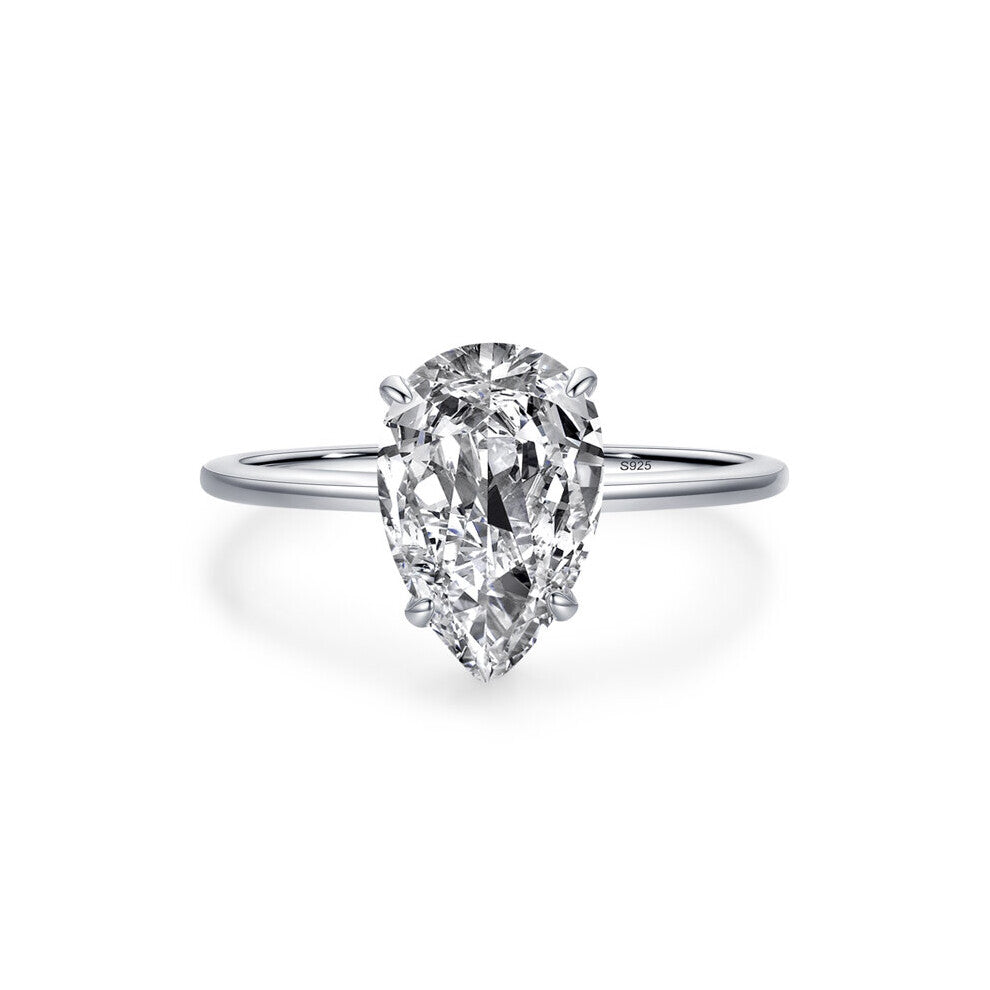 Cutting Clear CZ Ring Solid 925 Sterling Silver Classic Finger Rings For Women Wedding Engagement Jewelry Gift