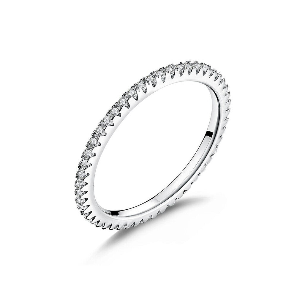 100% 925 Sterling Silver Geometric Round Single Stackable Finger Rings For Women Engagement Jewelry CQR066