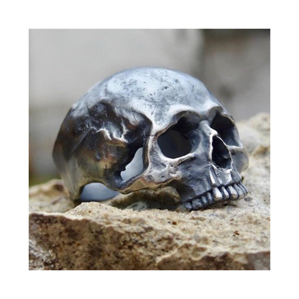 Unique Mens Silver 316L Stainless Steel Skull Ring Punk Biker Motorcycle Band Rings Jewelry for him