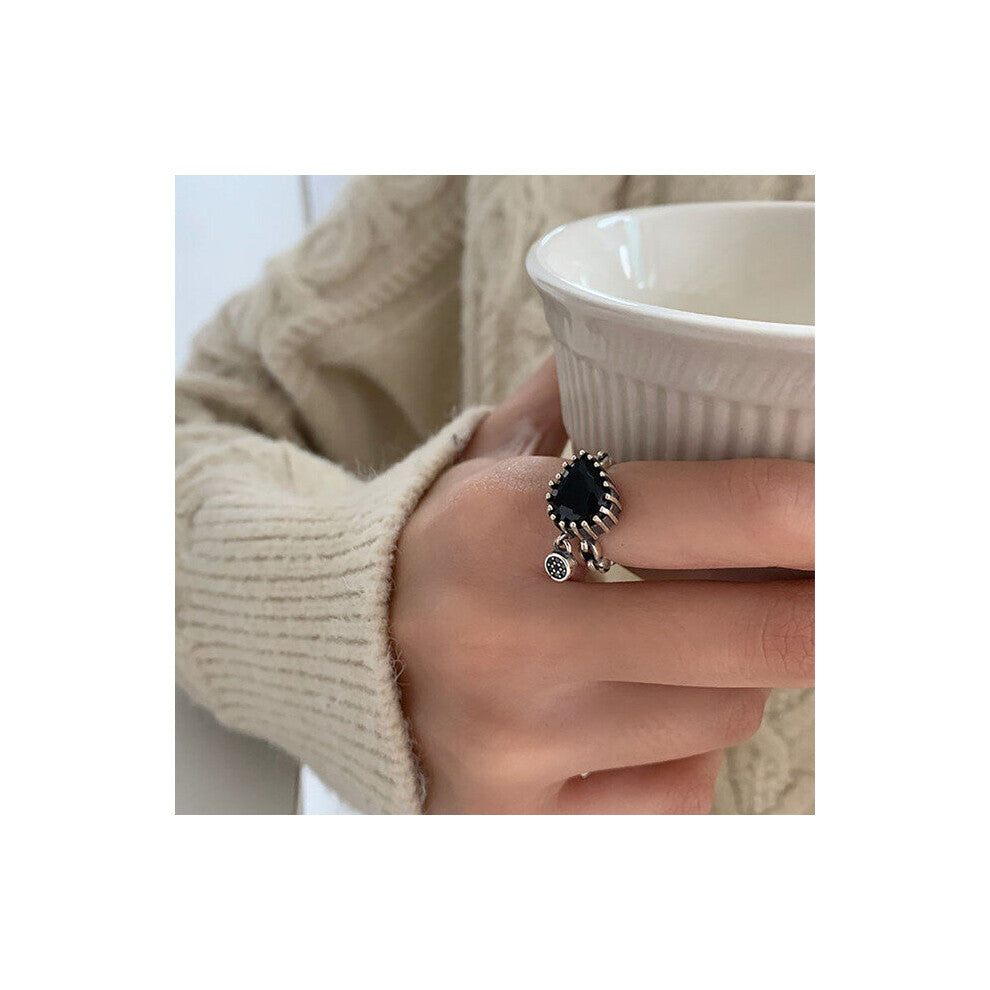 Foxanry Silver LOVE Engagement Rings Vintage Punk Water Drop Geometric Party Jewelry for Women